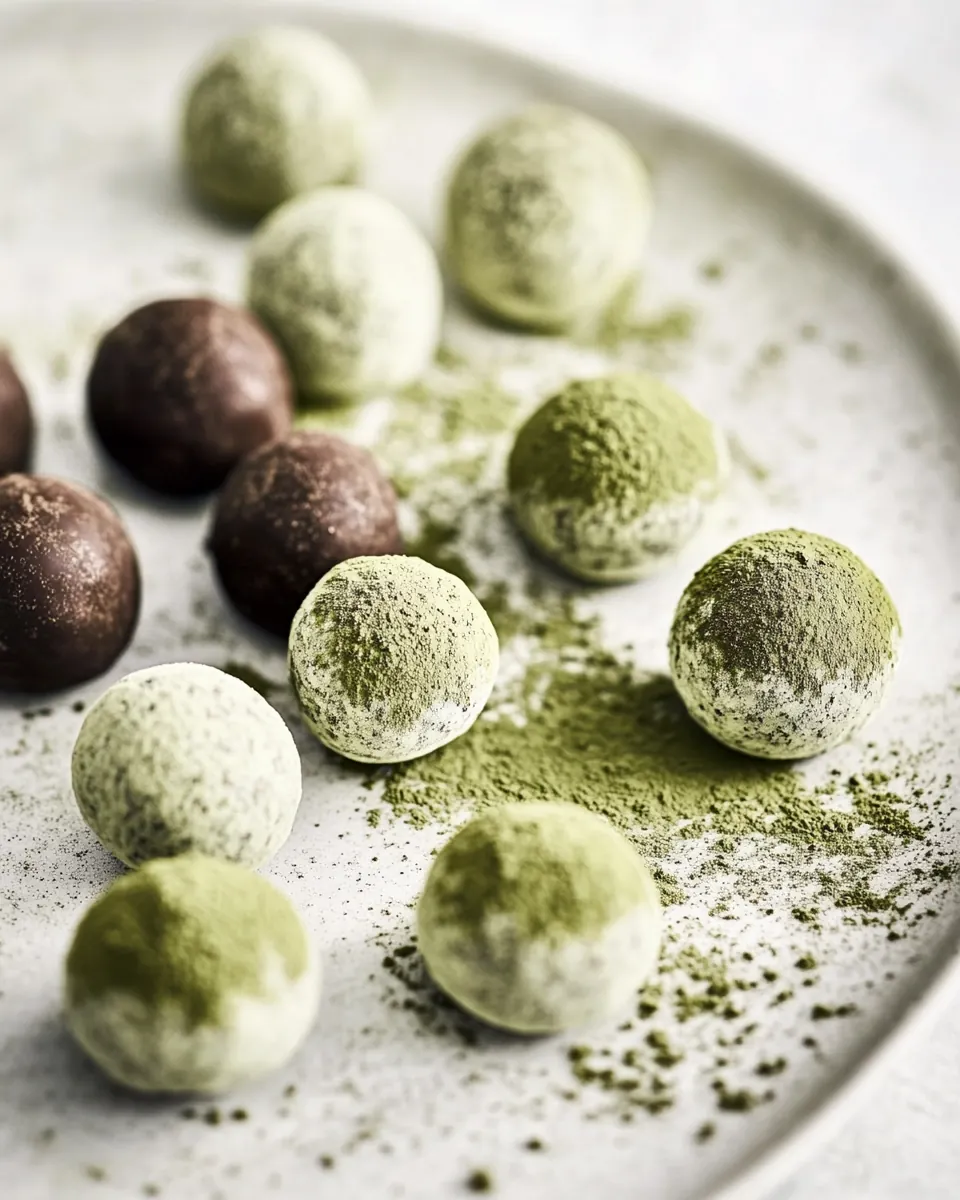 Dark Chocolate Vegan Truffles with Matcha Green Tea