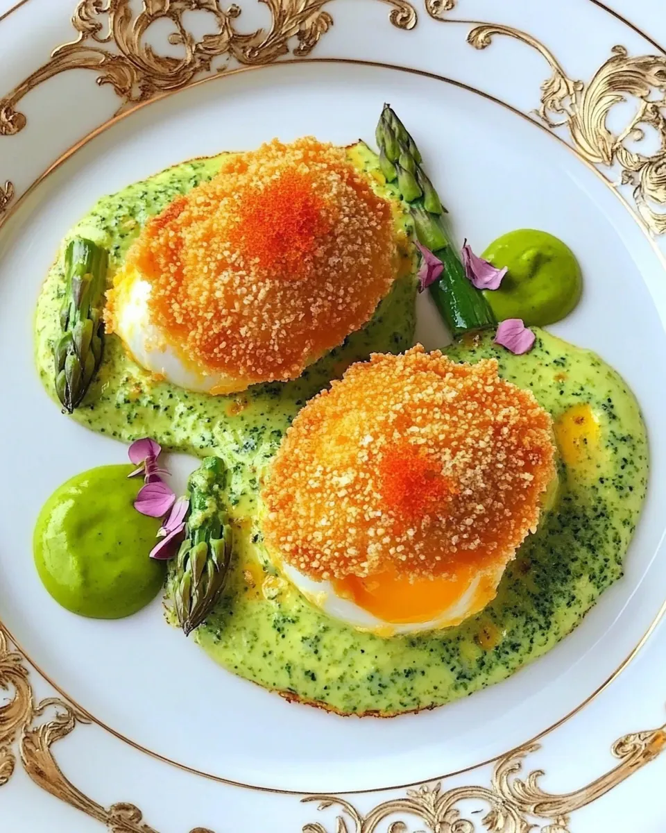 Deep Fried Eggs with Asparagus Sauce