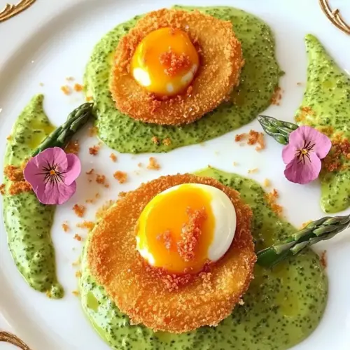 Deep Fried Eggs with Asparagus Sauce