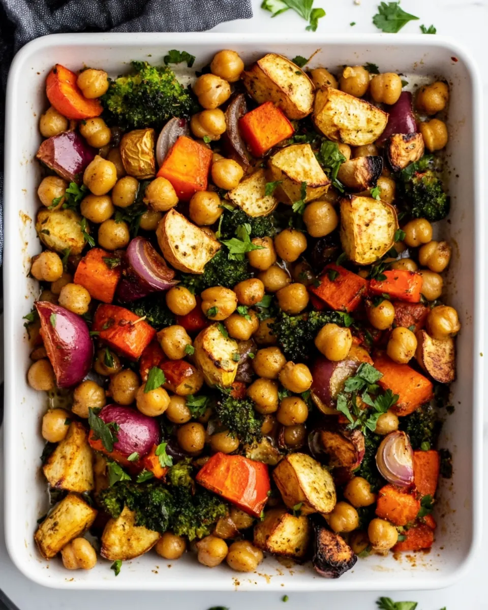 Dijon Garlic Sheet Pan Veggies Chickpeas
