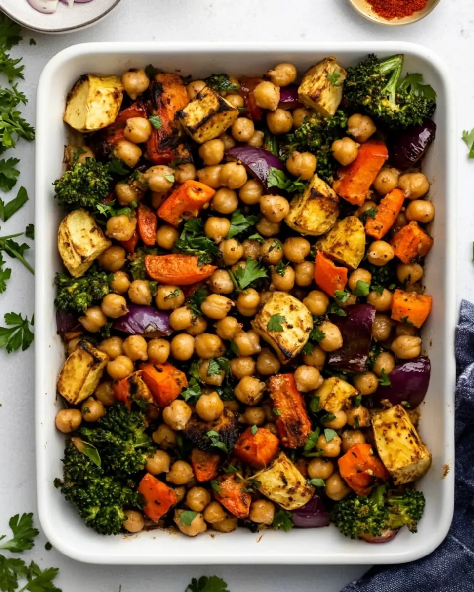 Dijon Garlic Sheet Pan Veggies Chickpeas