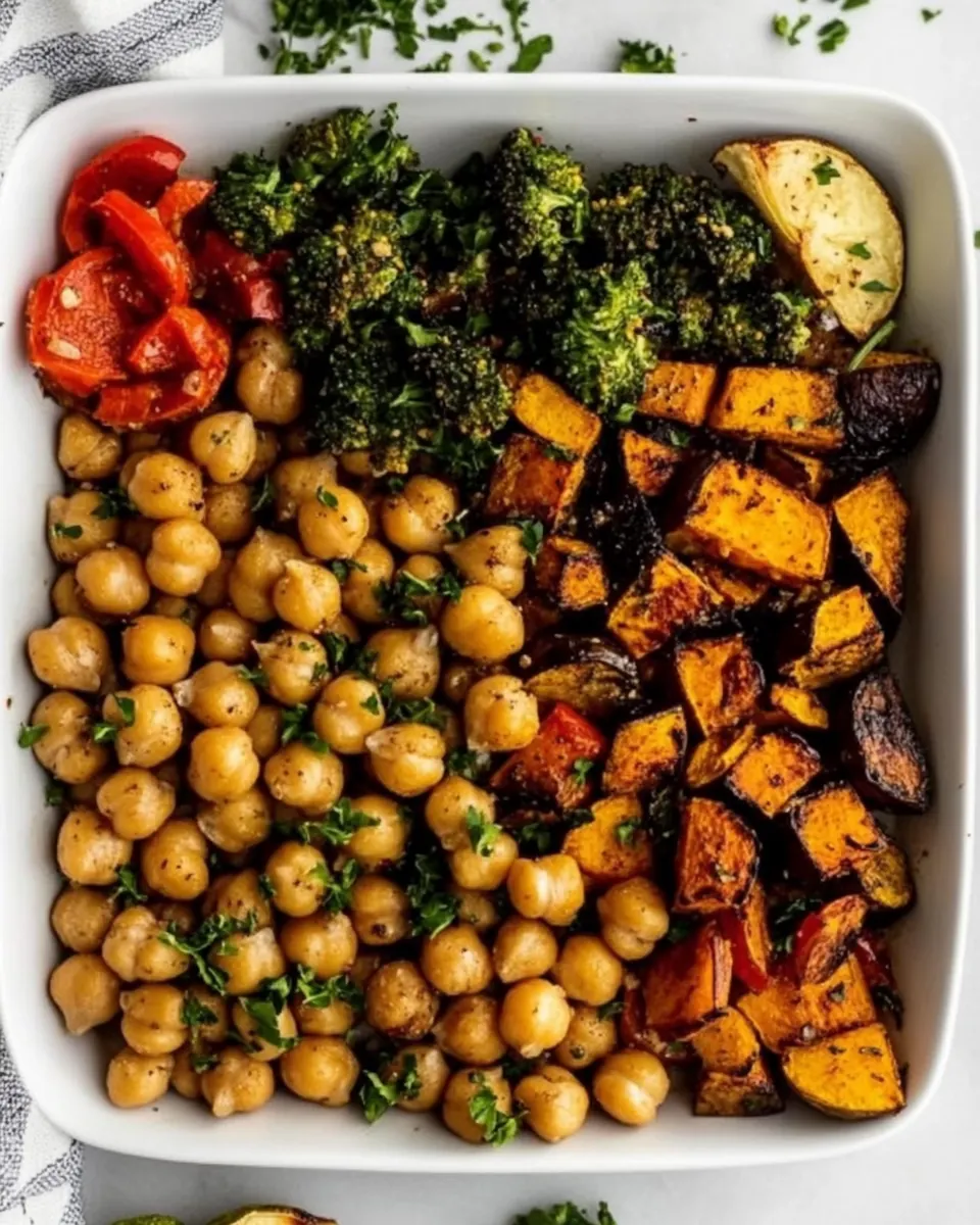 Dijon Garlic Sheet Pan Veggies Chickpeas