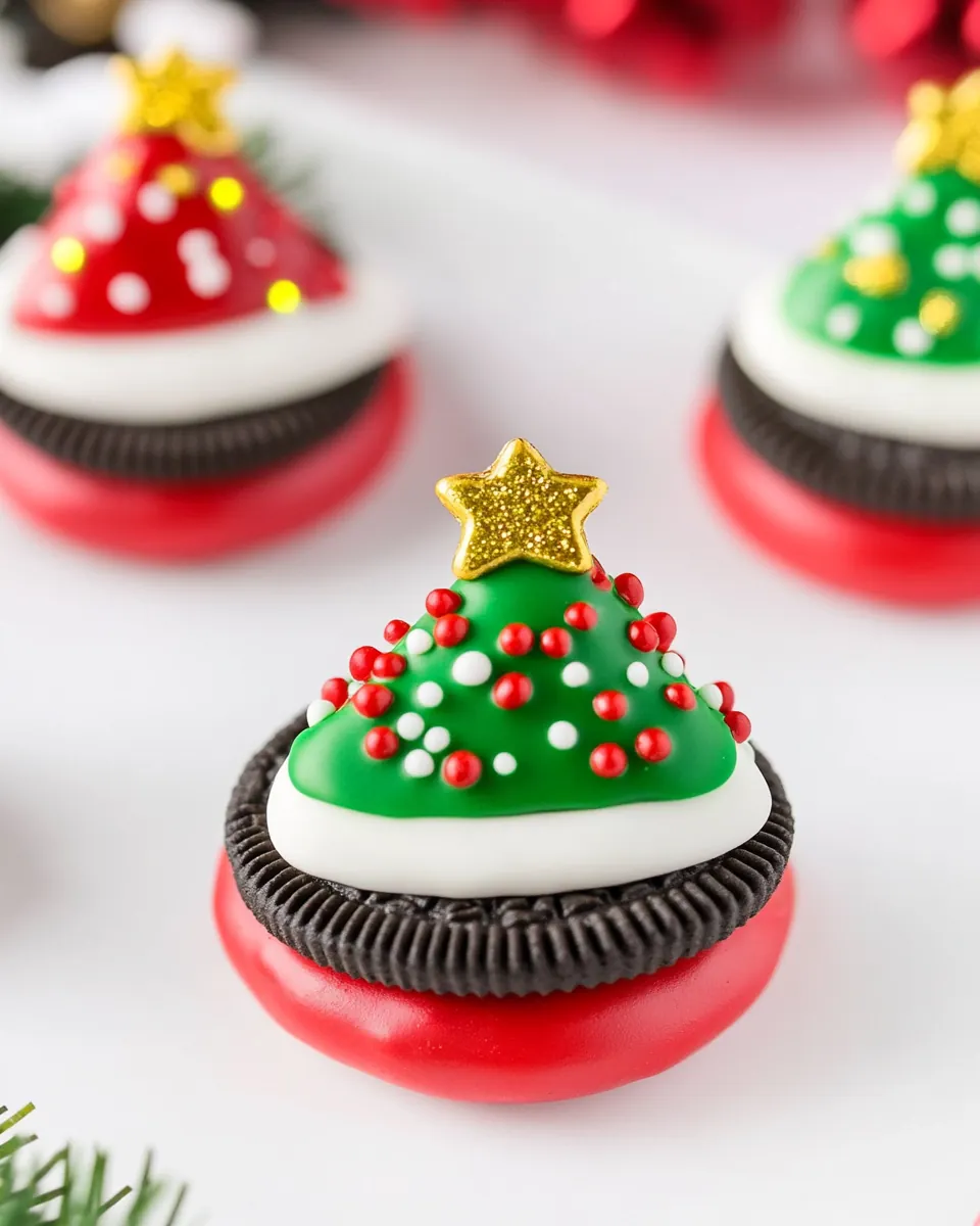 Dipped Oreo Christmas Tree Cookies