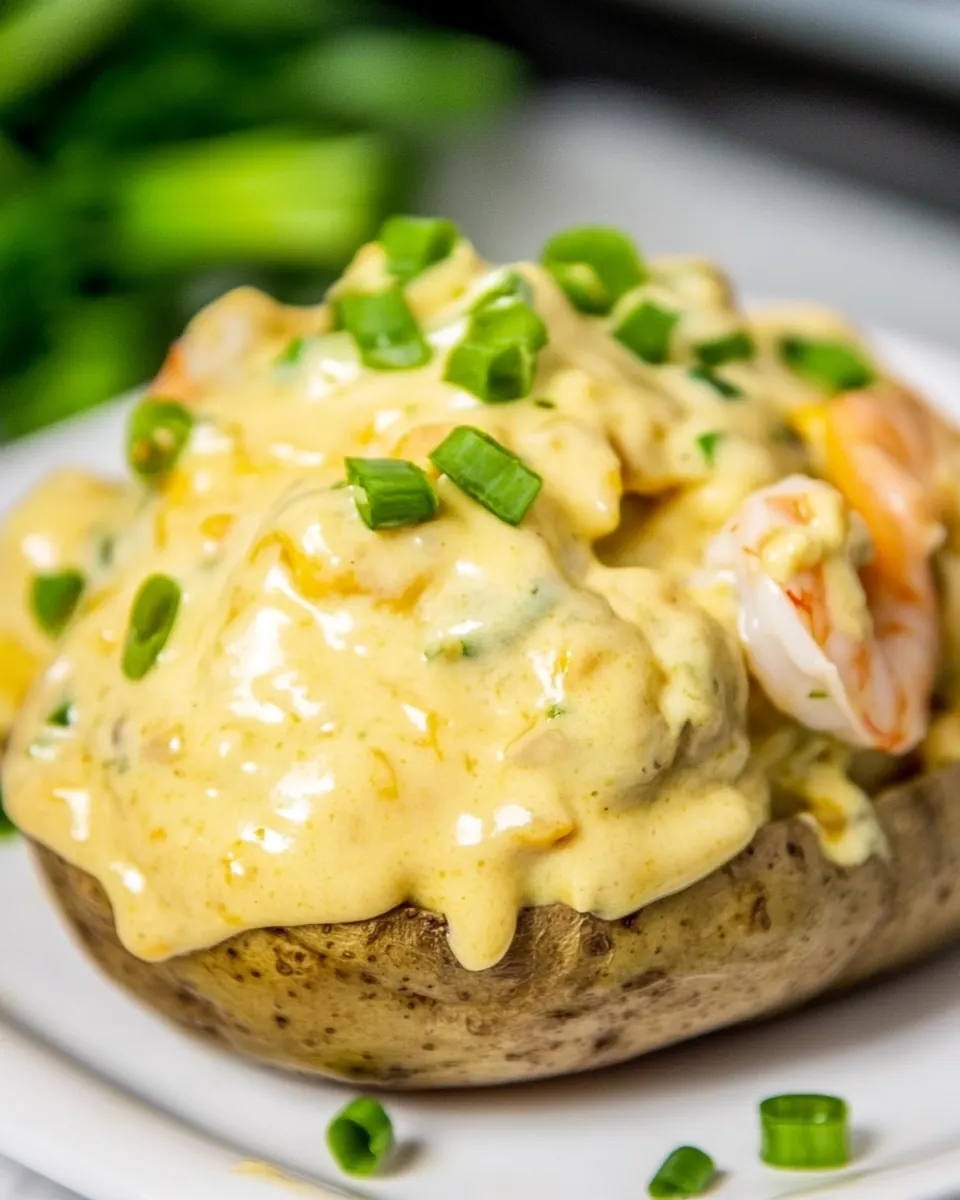 Double Stuffed Potatoes with Cheesy Seafood Sauce