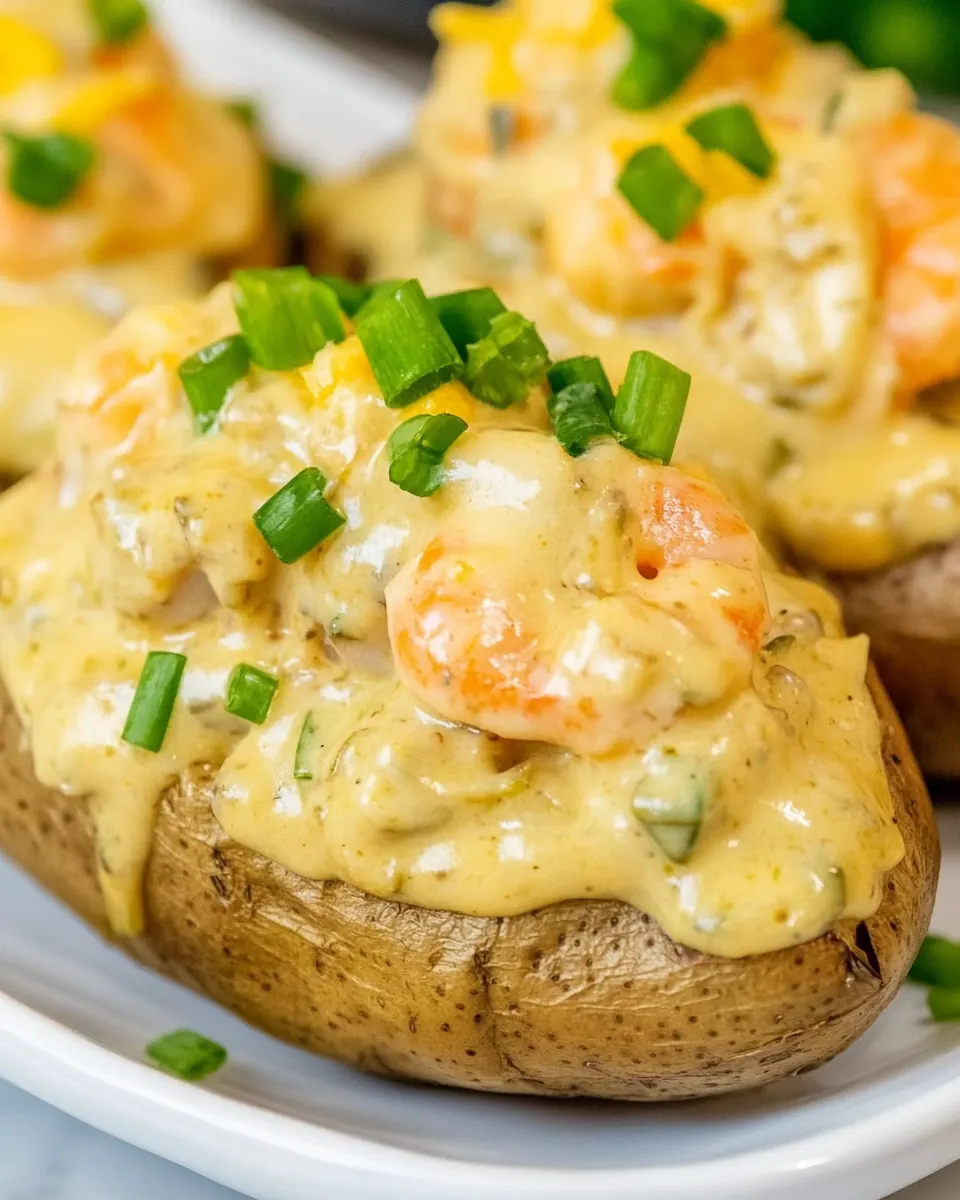 Double Stuffed Potatoes with Cheesy Seafood Sauce