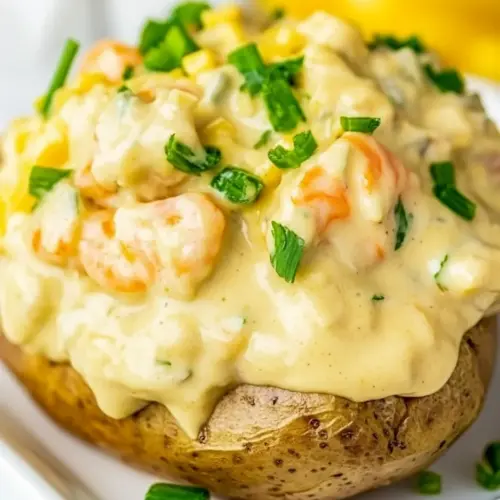 Double Stuffed Potatoes with Cheesy Seafood Sauce