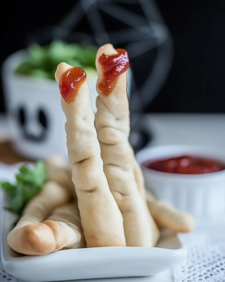 Easiest Halloween Witch Finger Breadsticks