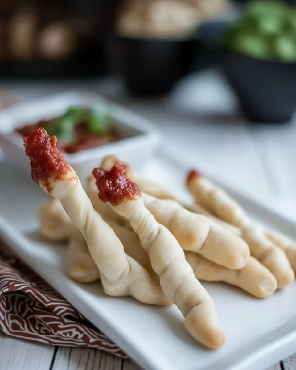 Easiest Halloween Witch Finger Breadsticks