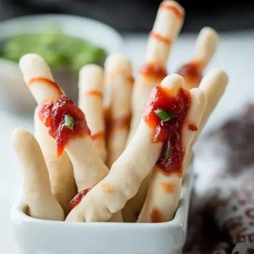 Easiest Halloween Witch Finger Breadsticks