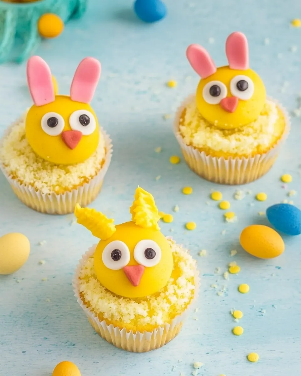 Easter Chick Bunny Cupcakes