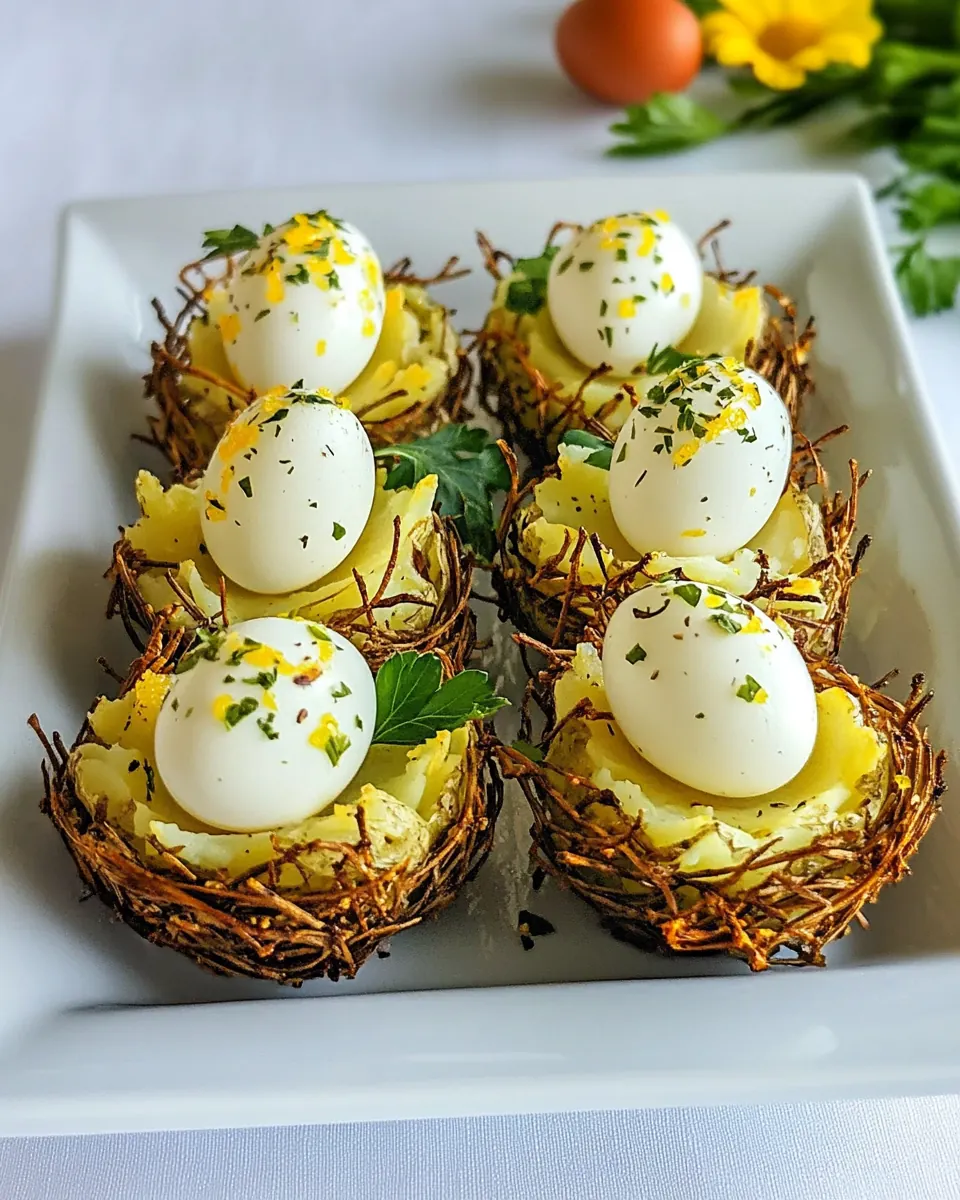 Easter Egg Tart Potato Nests