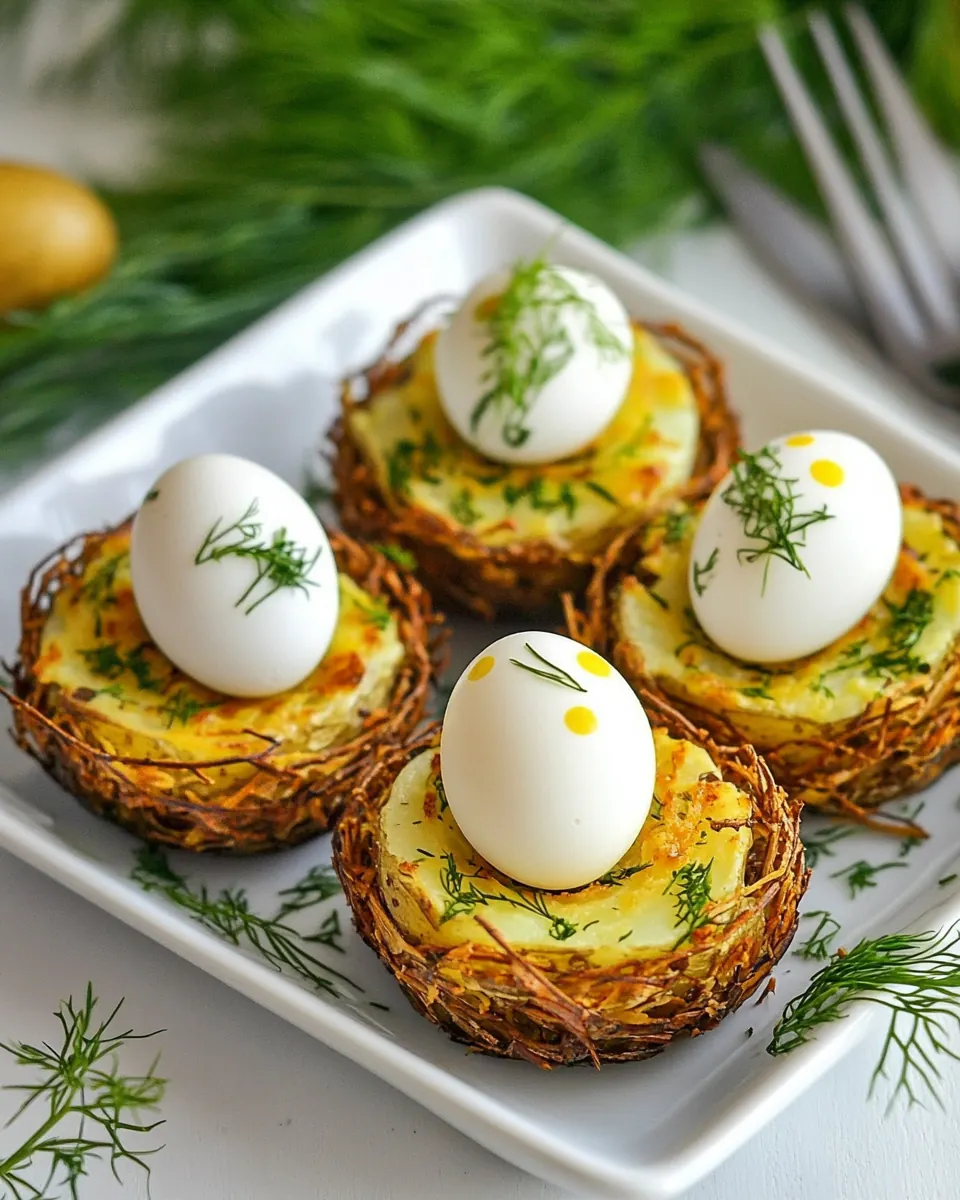 Easter Egg Tart Potato Nests