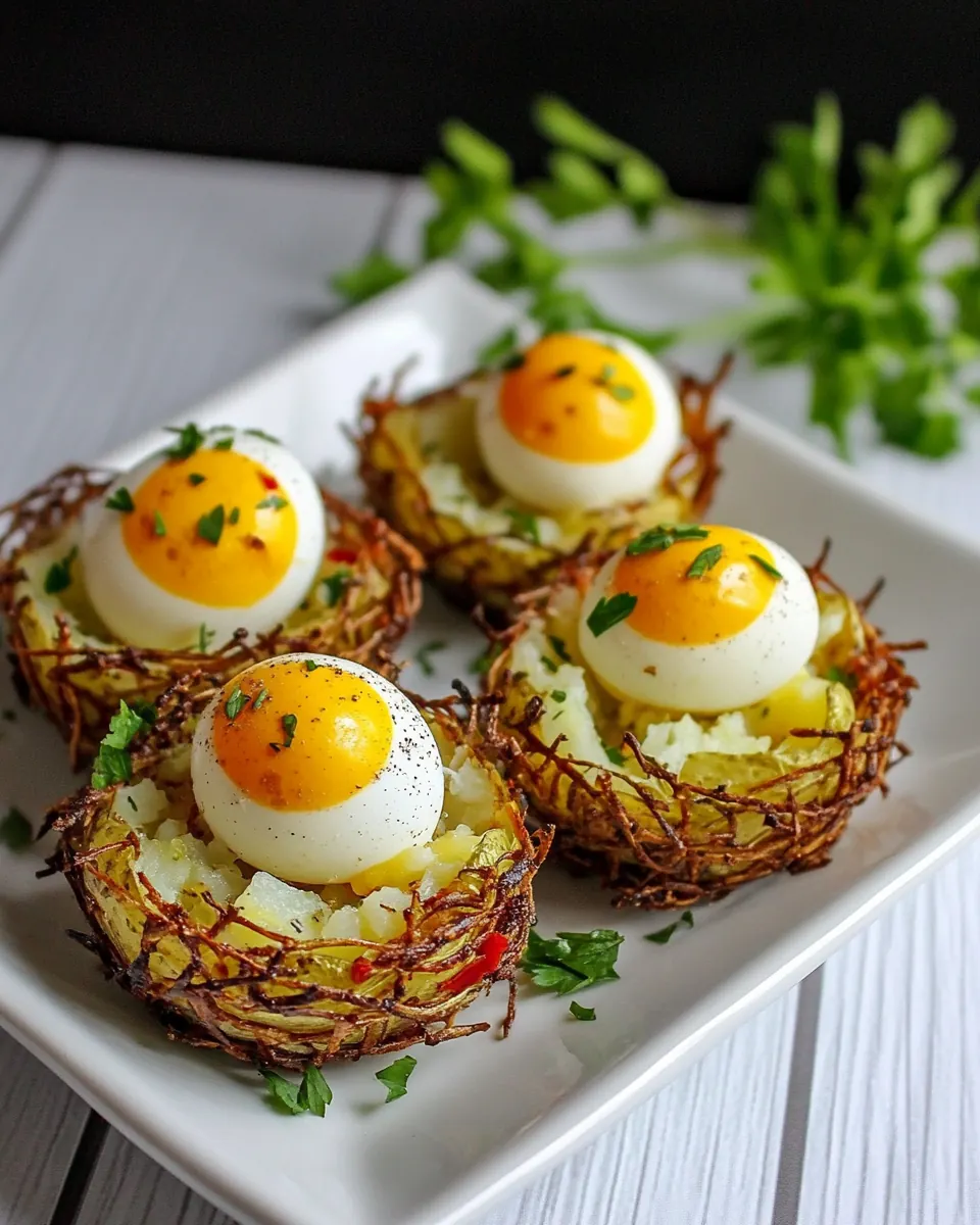 Easter Egg Tart Potato Nests