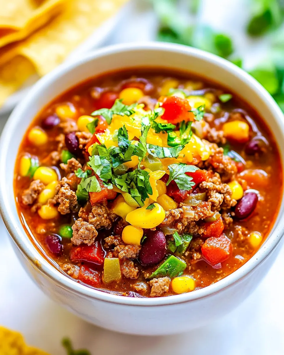 Easy 30 Minute Beef Taco Chili