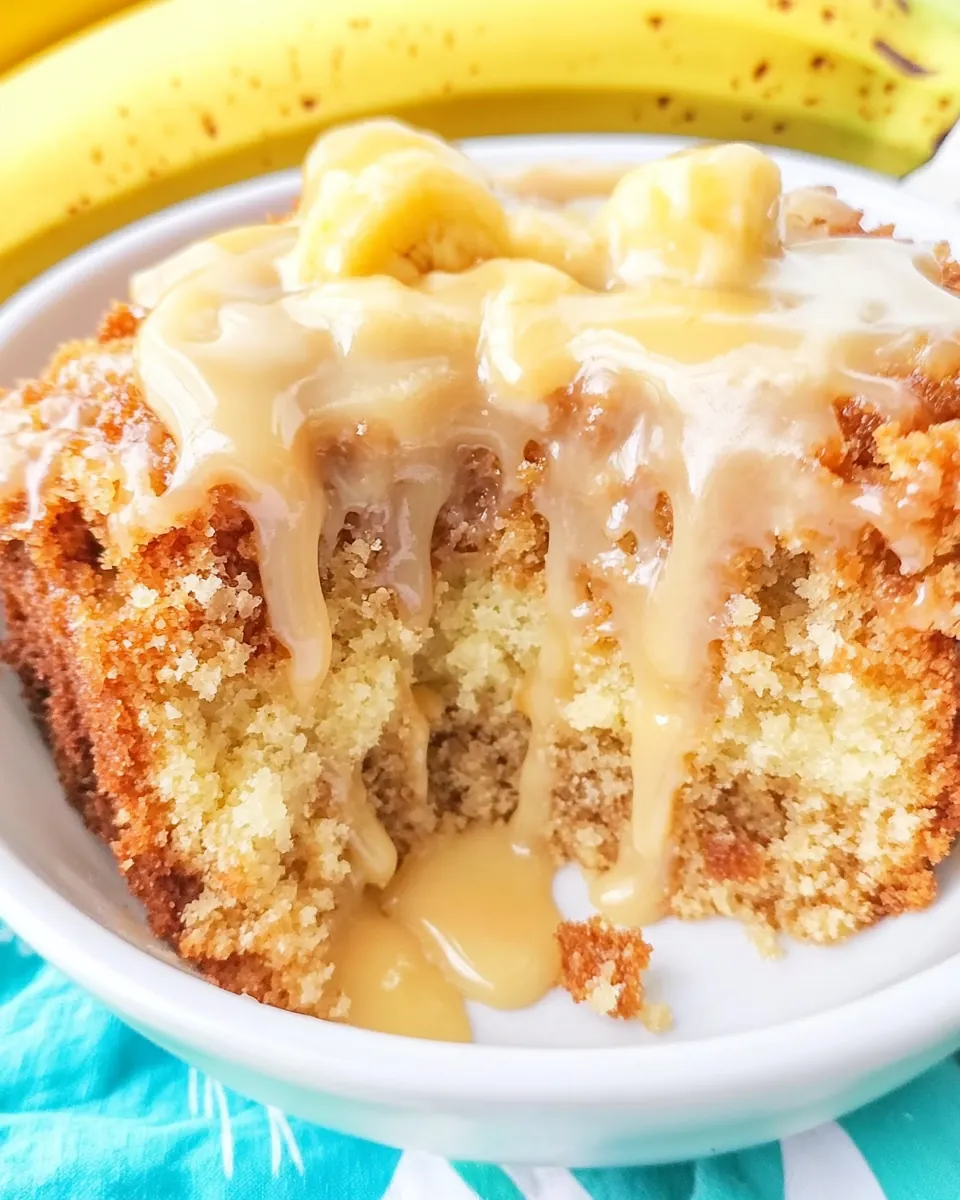 Easy Banana Cake with Caramel Filling
