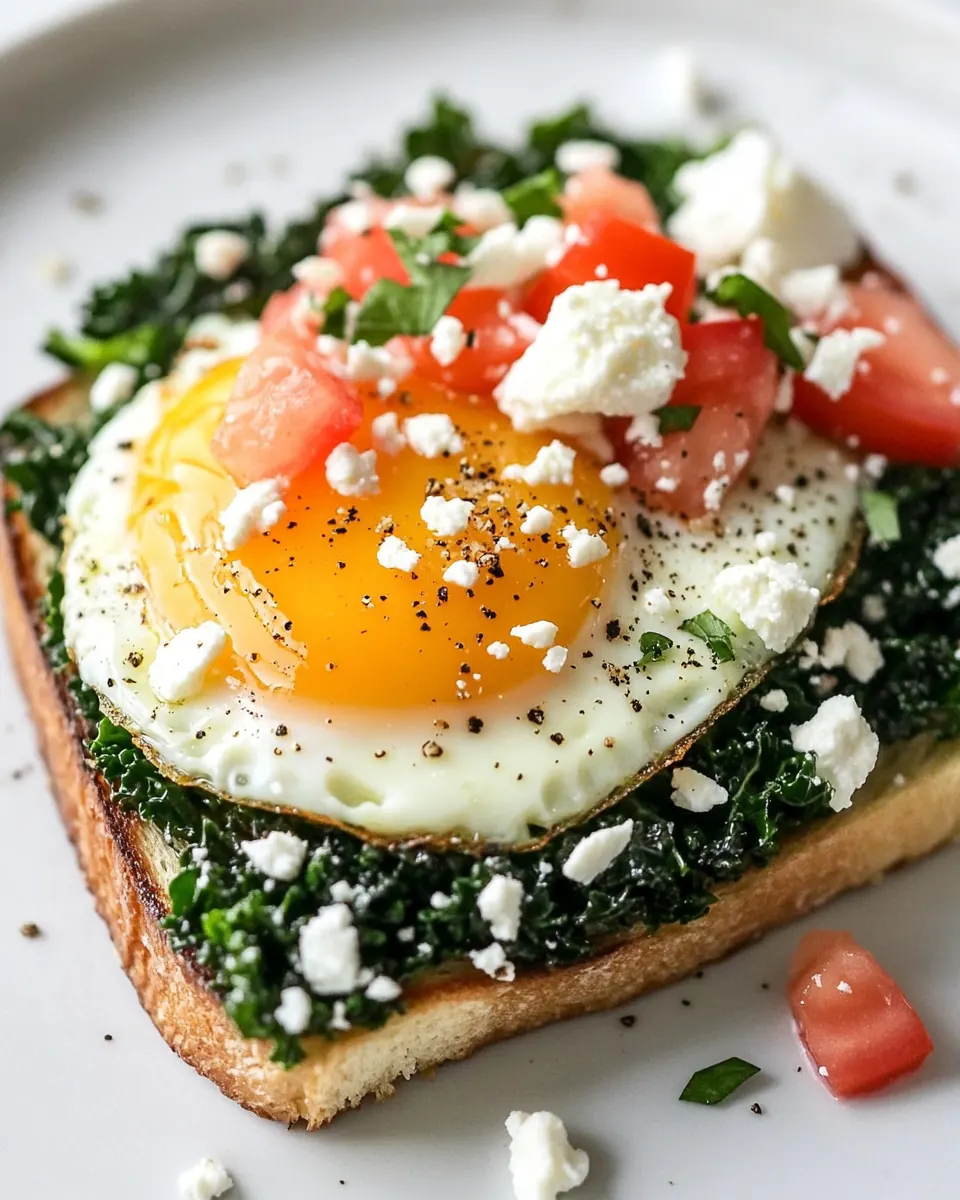 Easy Kale Feta Egg Toast