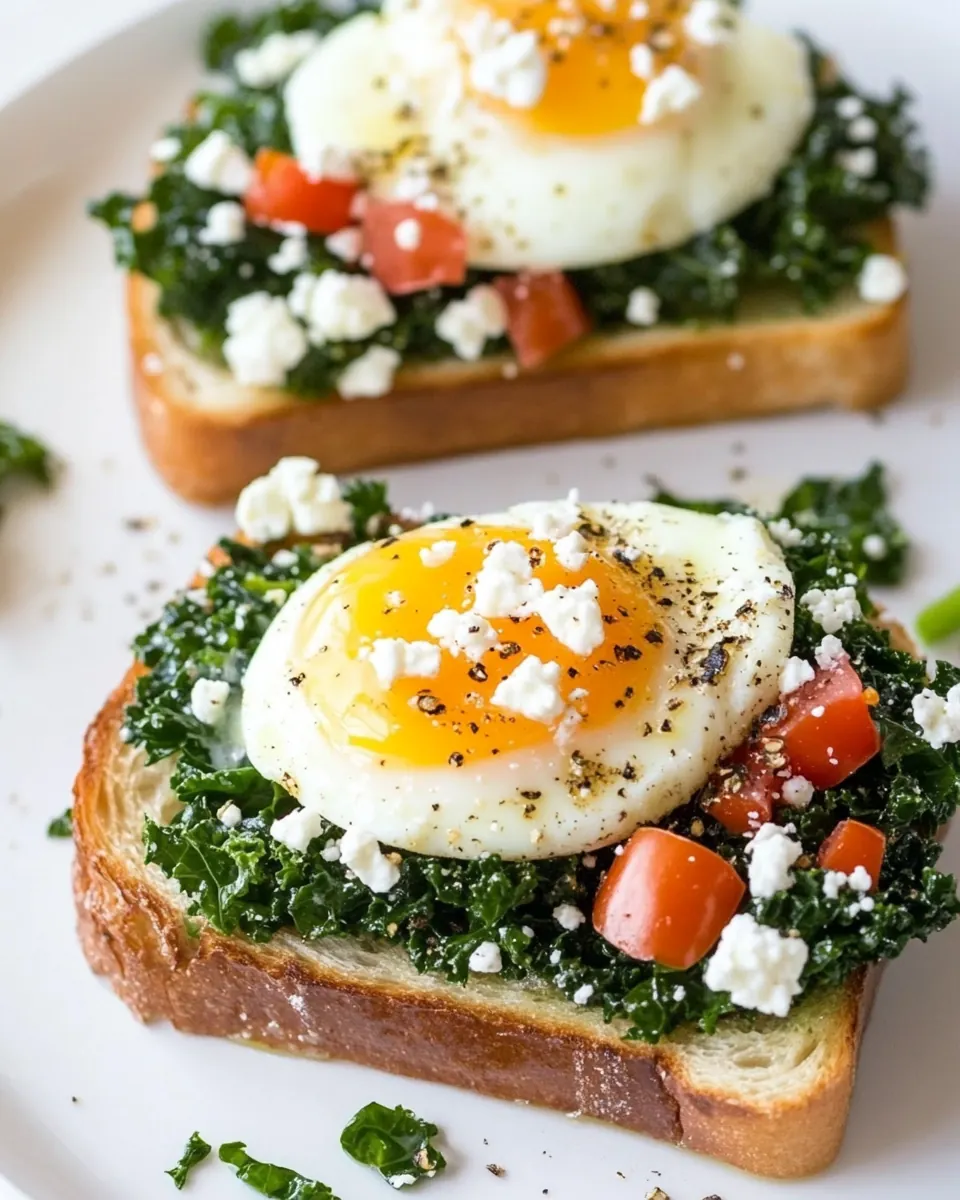 Easy Kale Feta Egg Toast