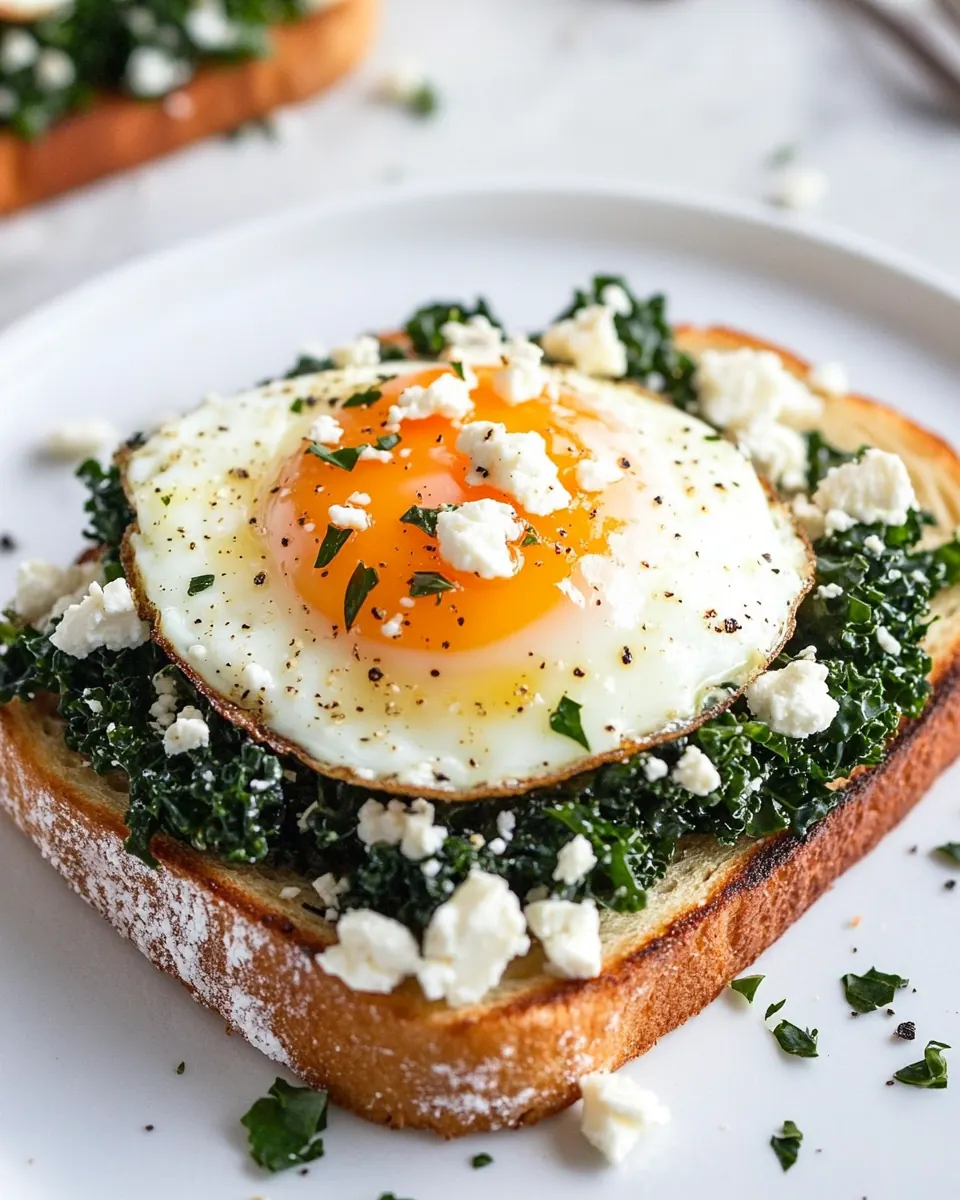 Easy Kale Feta Egg Toast