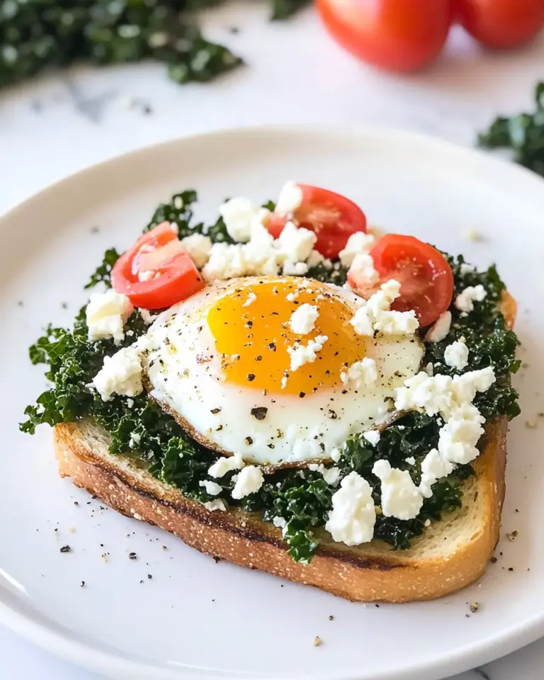 Easy Kale Feta Egg Toast