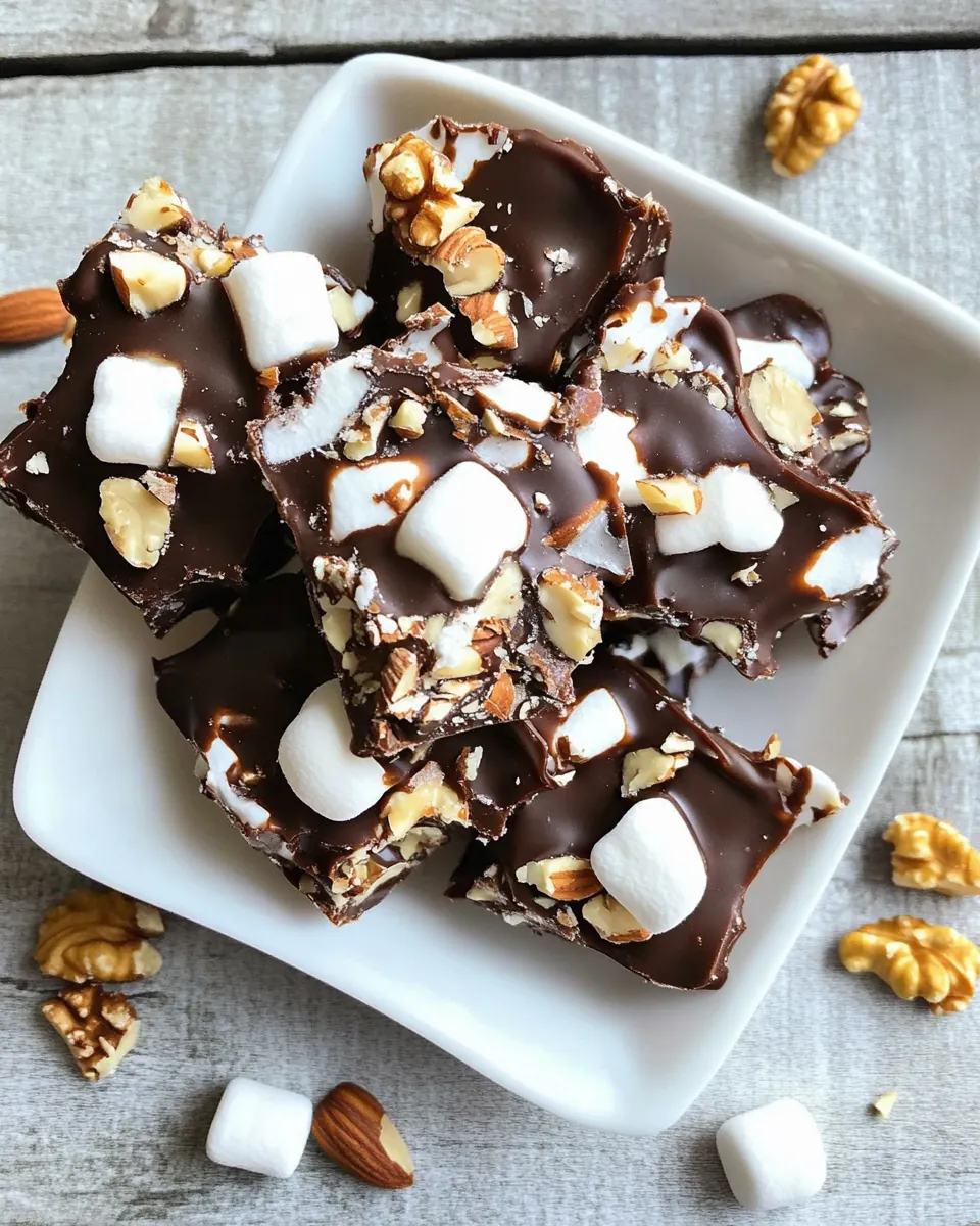 Easy Rocky Road Candy Recipe with Walnuts and Marshmallows
