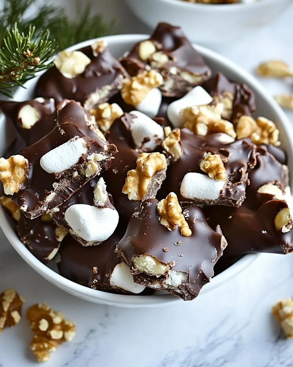 Easy Rocky Road Candy Recipe with Walnuts and Marshmallows