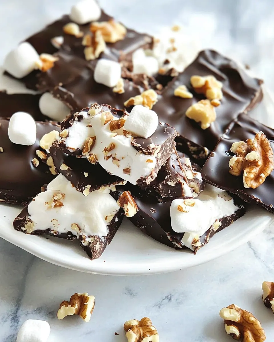 Easy Rocky Road Candy Recipe with Walnuts and Marshmallows