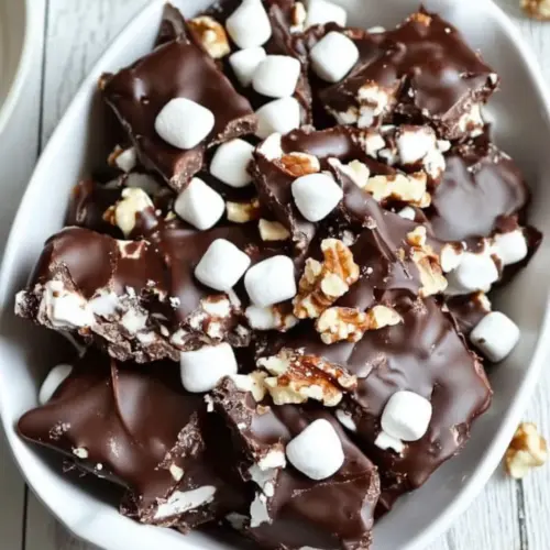 Easy Rocky Road Candy Recipe with Walnuts and Marshmallows