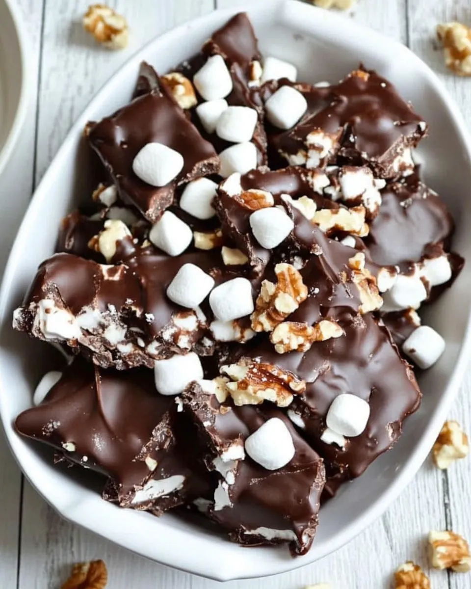 Easy Rocky Road Candy Recipe with Walnuts and Marshmallows