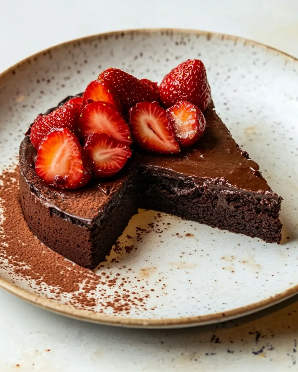 Edd Kimber’s Flourless Chocolate Cake with Roasted Strawberries