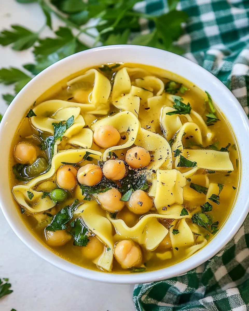 Egg Noodles and Chickpea Soup