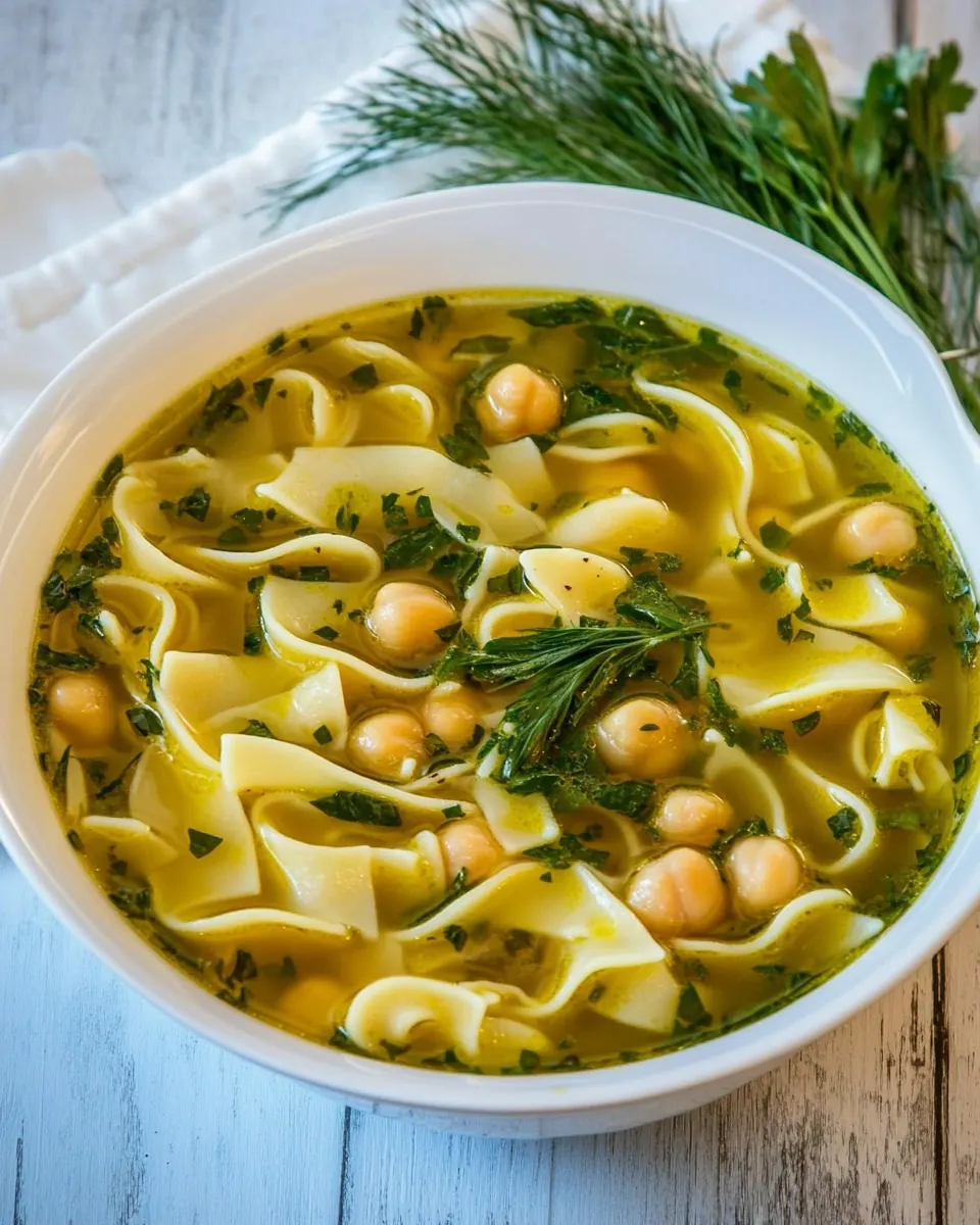 Egg Noodles and Chickpea Soup