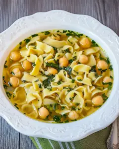 Egg Noodles and Chickpea Soup