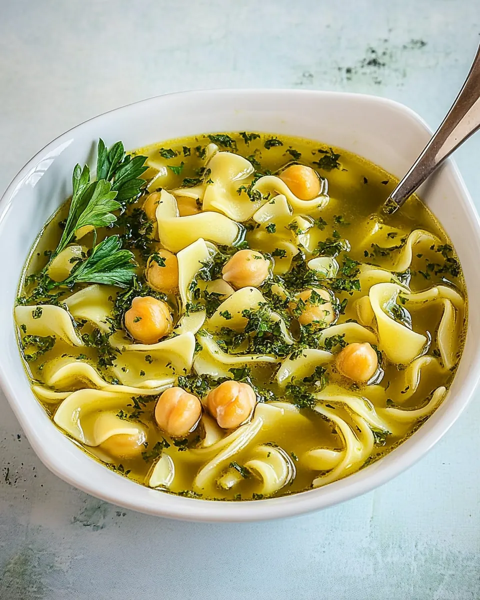 Egg Noodles and Chickpea Soup