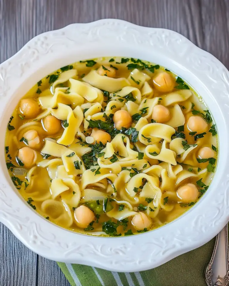 Egg Noodles and Chickpea Soup