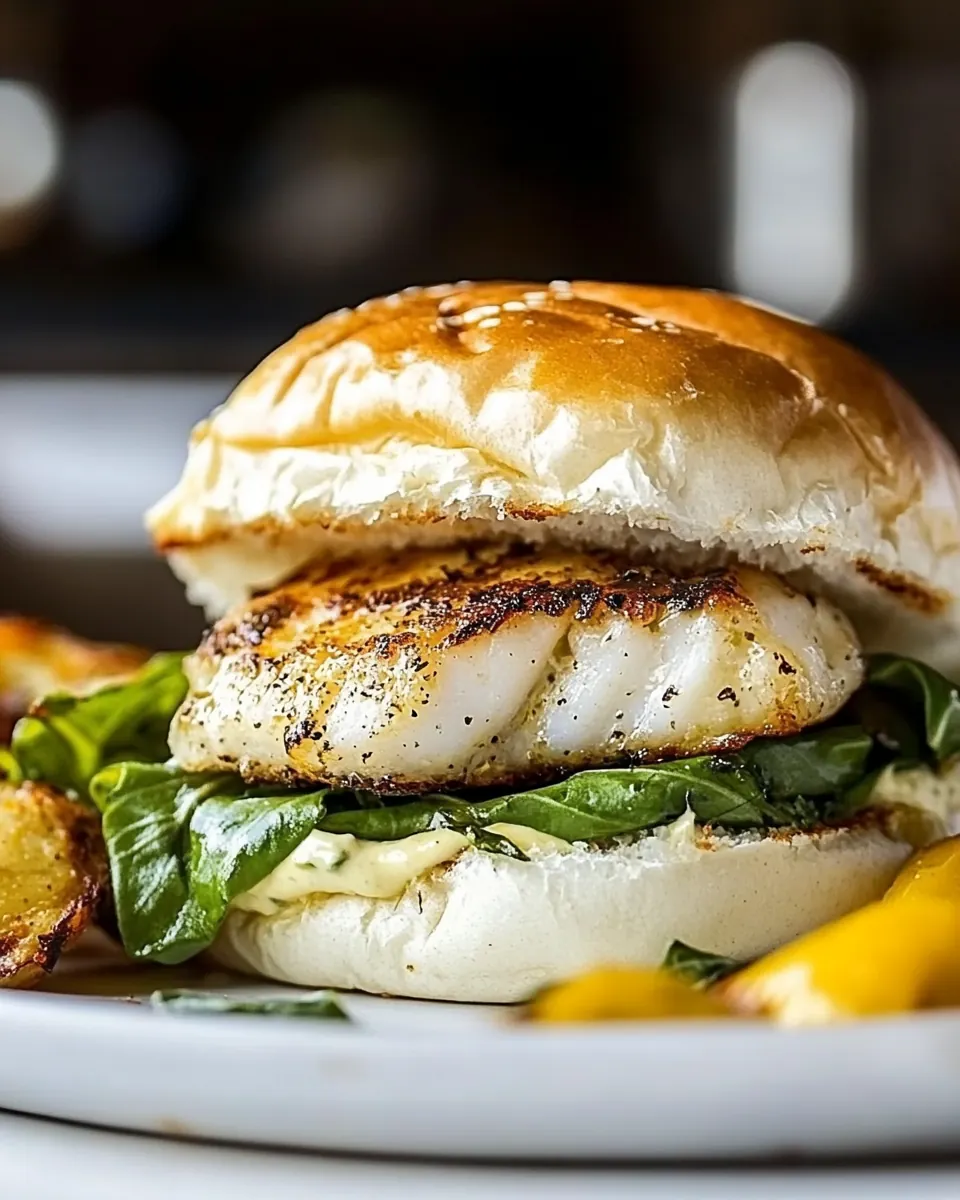 Fish Burger with Charred Lettuce and Tarragon Mayo