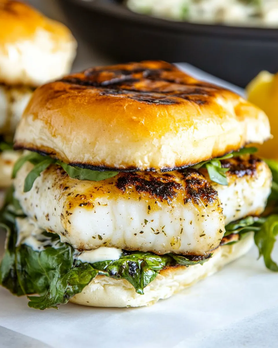 Fish Burger with Charred Lettuce and Tarragon Mayo