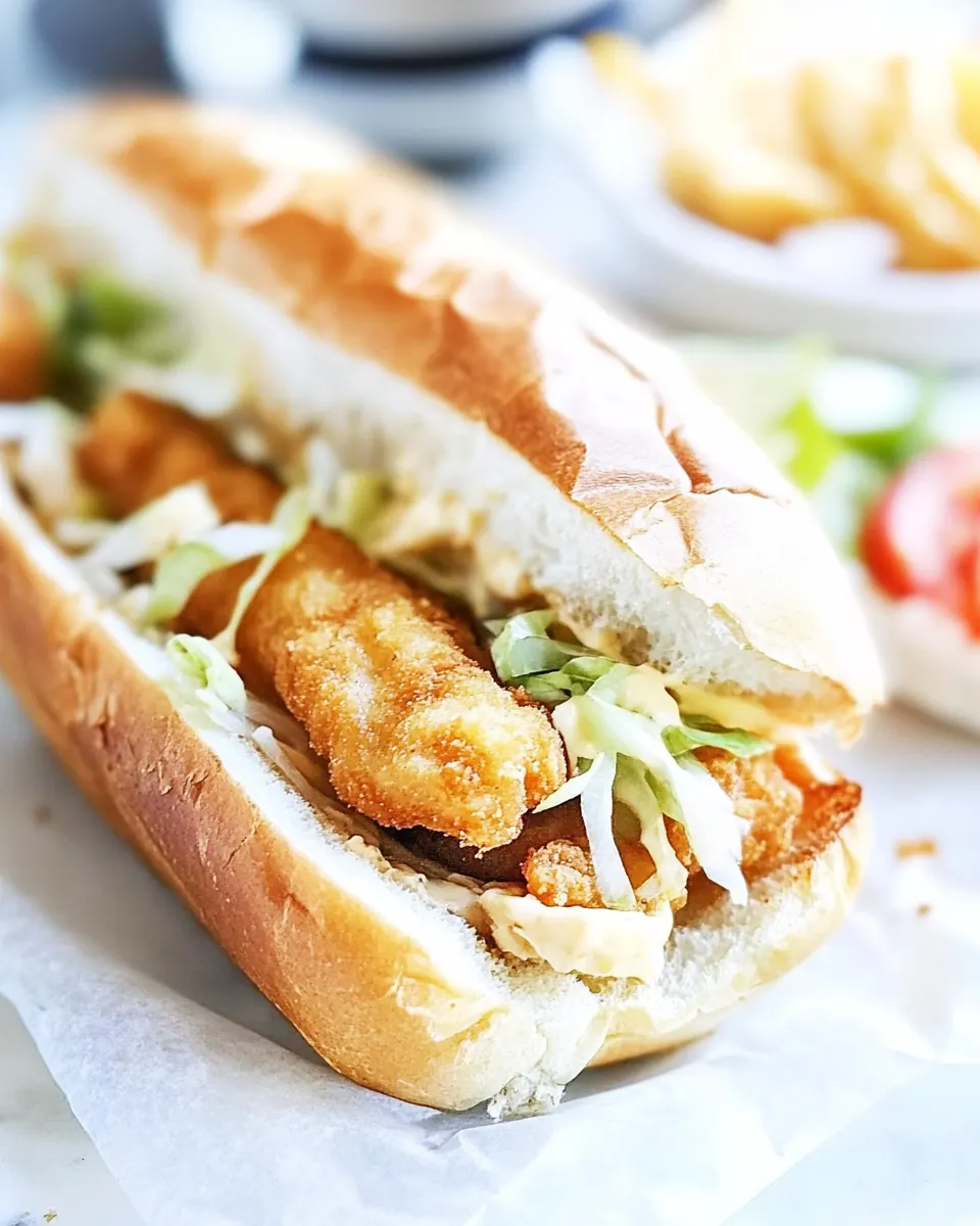 Fish Stick Po Boy Sandwich