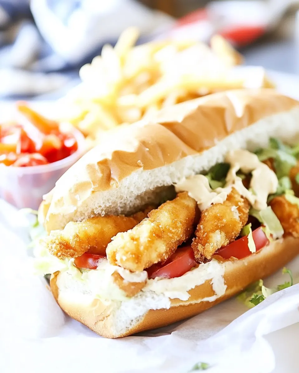 Fish Stick Po Boy Sandwich