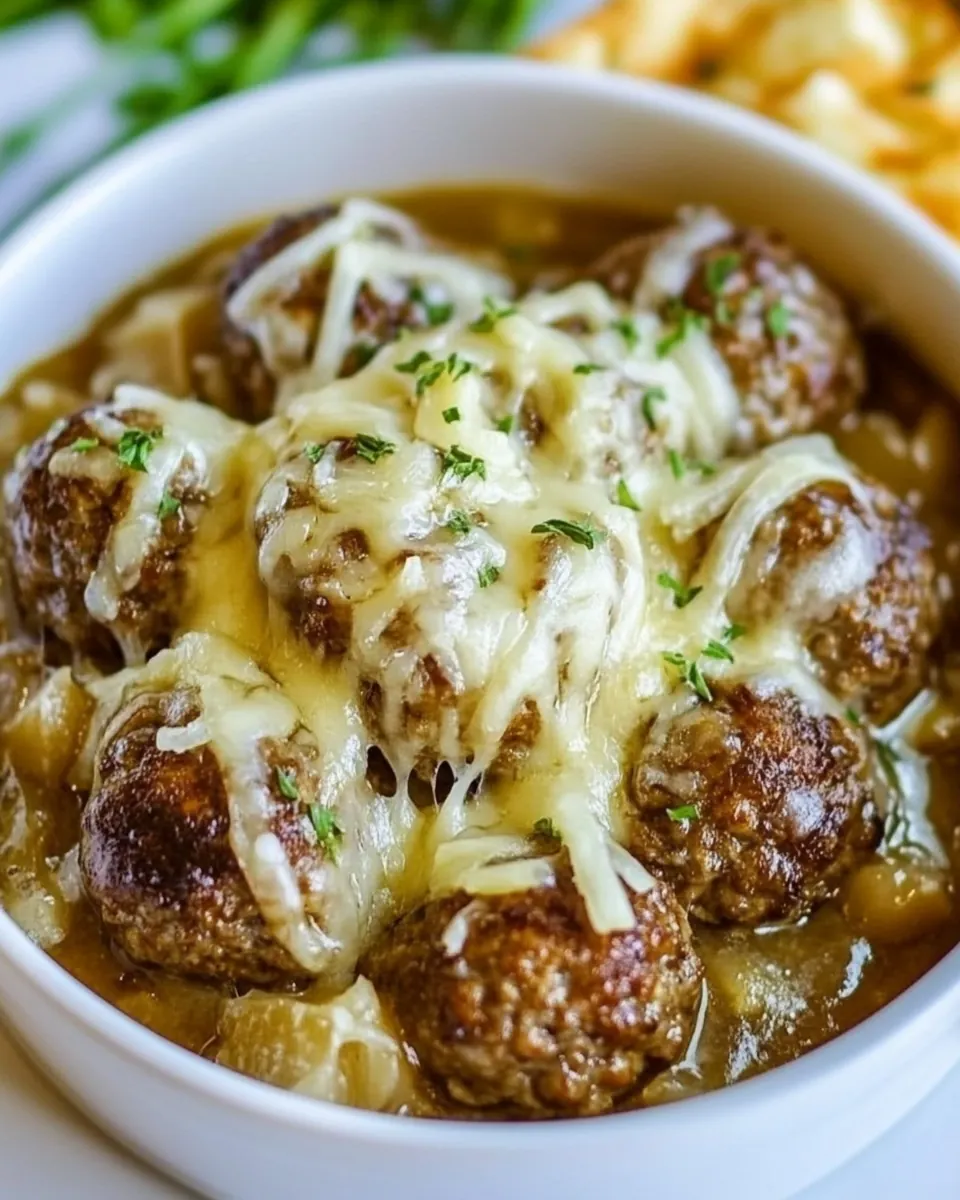 French Onion Meatballs