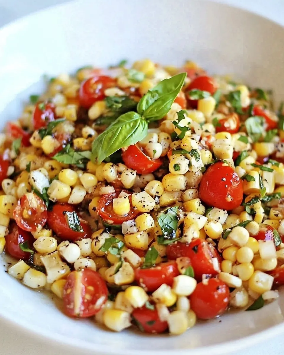 Fresh Corn and Tomato Salad with Balsamic Basil Dressing