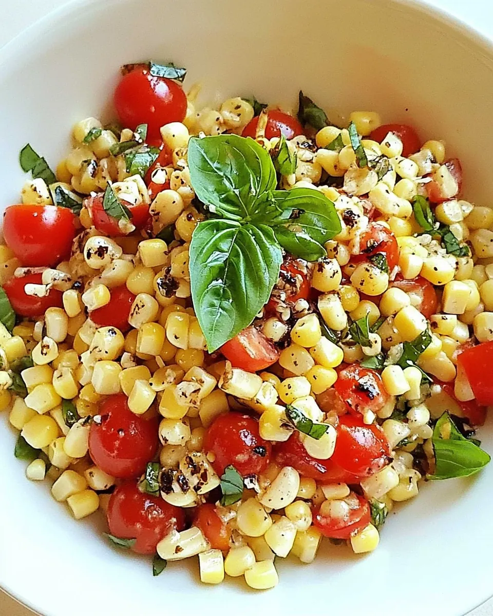 Fresh Corn and Tomato Salad with Balsamic Basil Dressing