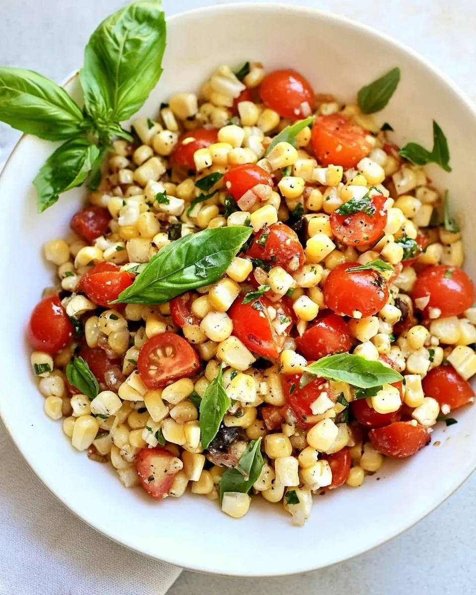 Fresh Corn and Tomato Salad with Balsamic Basil Dressing