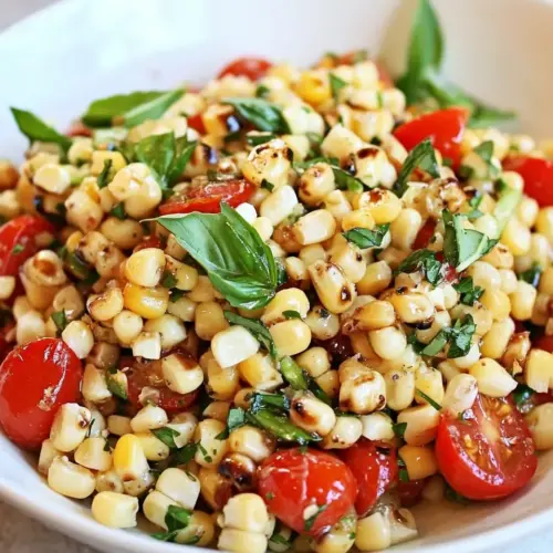 Fresh Corn and Tomato Salad with Balsamic Basil Dressing