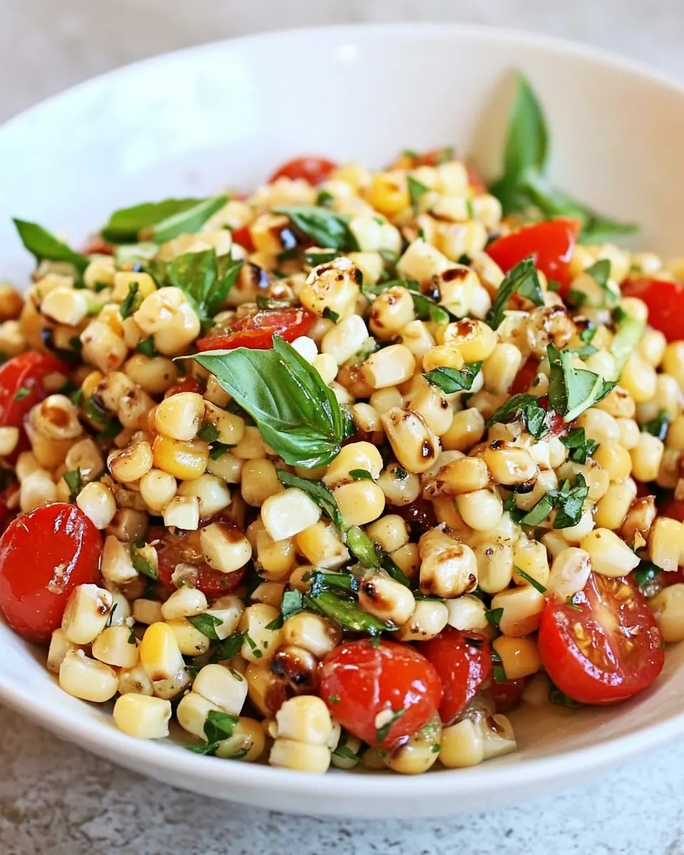 Fresh Corn and Tomato Salad with Balsamic Basil Dressing
