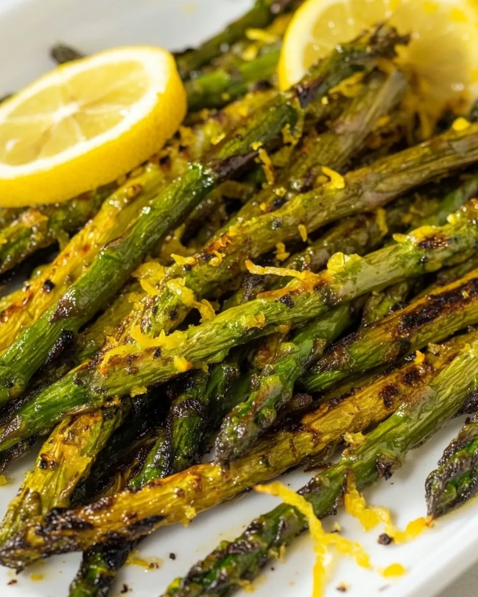 Fried Asparagus Tips with Lemon Juice and Lemon Zest