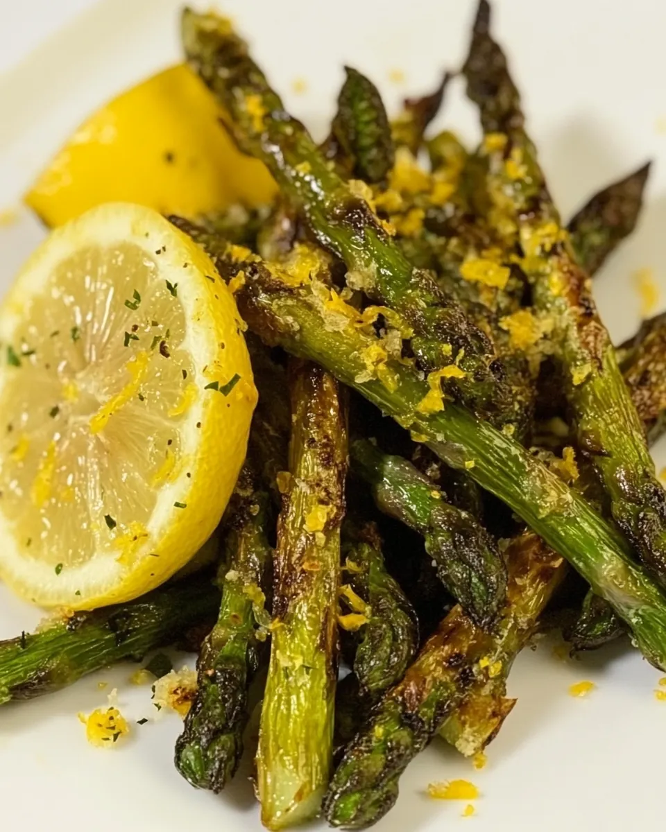 Fried Asparagus Tips with Lemon Juice and Lemon Zest