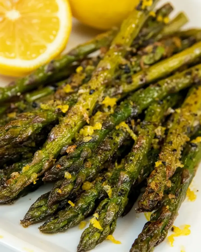 Fried Asparagus Tips with Lemon Juice and Lemon Zest