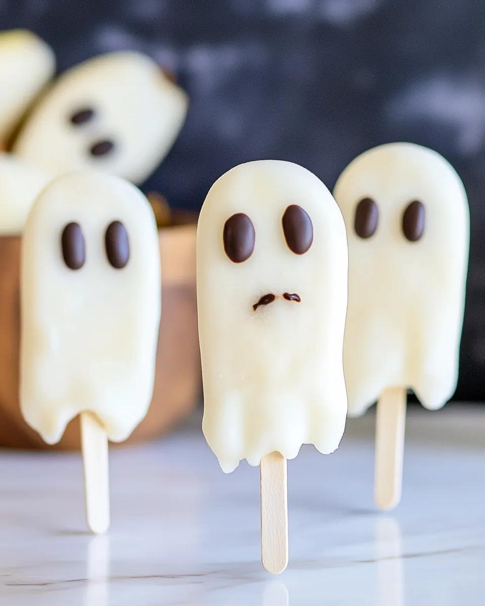 Frozen Chocolate Banana Ghost Pops