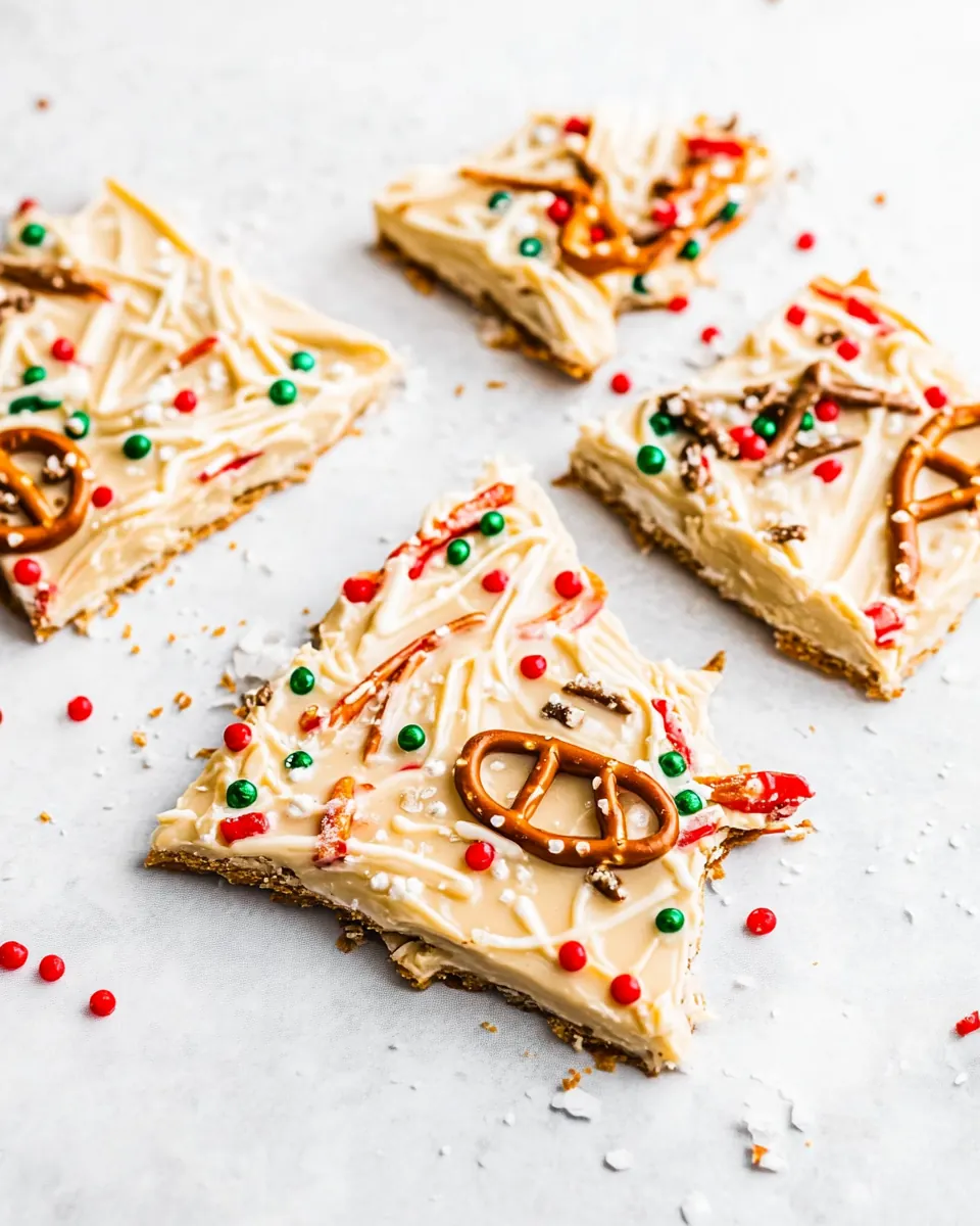 Fudgy Eggnog Pretzel Bark