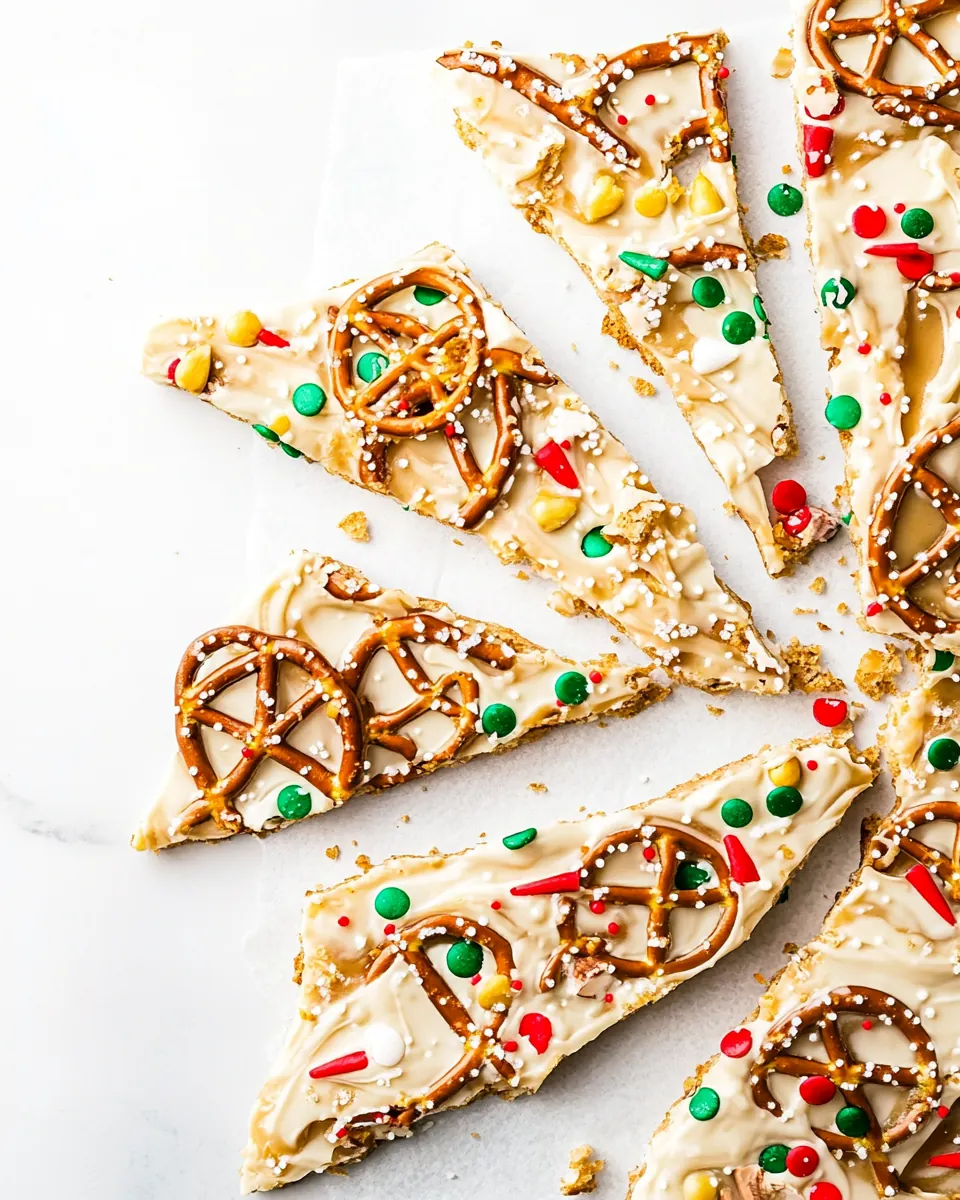 Fudgy Eggnog Pretzel Bark